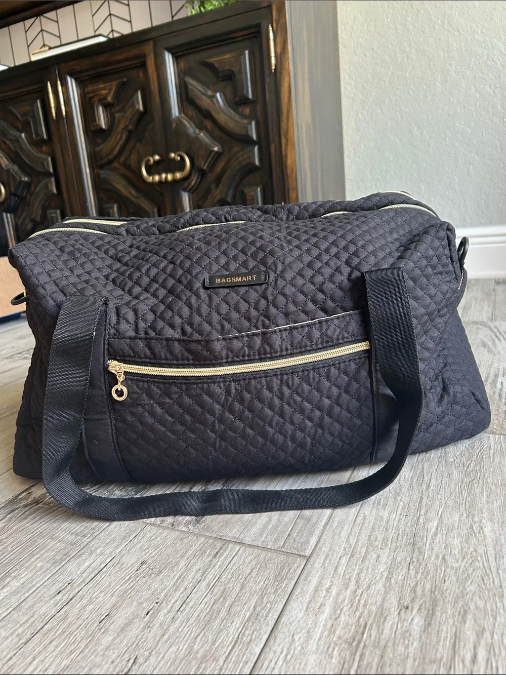BAGSMART Quilted Diaper Bag / Mom Tote – Black